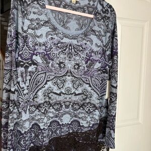 NWT - Elegant Paisley Long Sleeve Top
